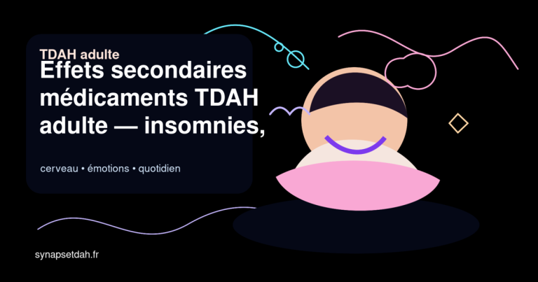 Effets secondaires médicaments TDAH adulte : insomnies, appétit, rebond — comment gérer