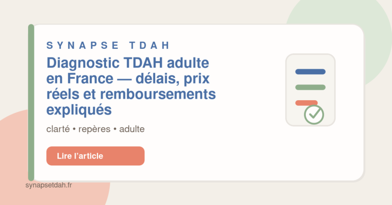Diagnostic TDAH adulte en France : délais, prix réels et remboursements expliqués